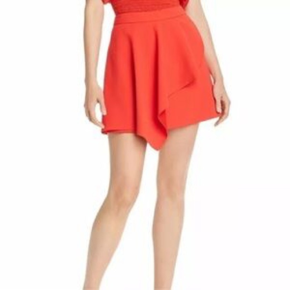 Alice + Olivia Coral Asymmetrical Mini Skirt